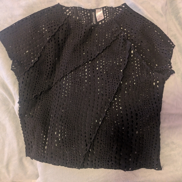 Goth Edgy Grunge Black Mesh Top Size Large - Picture 4 of 7